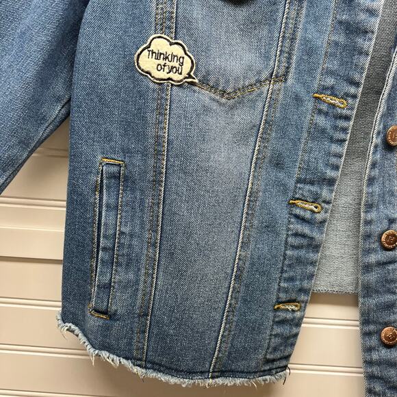 Hwy Jeans Embellished Denim Distressed Trucker Jacket Size XL - Picture 5 of 12